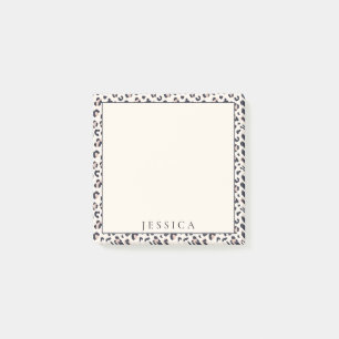 Notas Post-it® Patrón de leopardo rosado, nombre personalizado