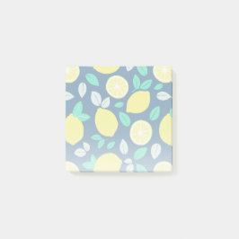 Notas Post-it® Patrón de limón de verano en azul marino