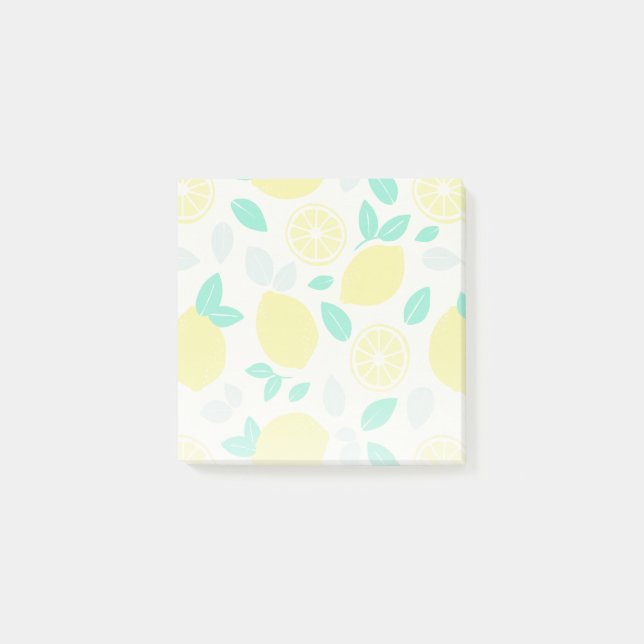 Notas Post-it® Patrón de limón de verano en crema (Anverso)
