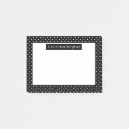 Notas Post-it® Patrón de lunares blancos sobre negro con texto pe