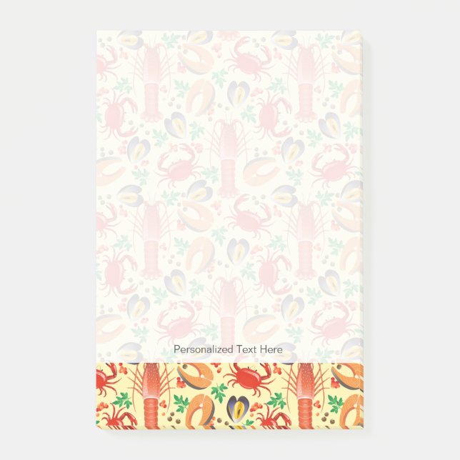 Notas Post-it® Patrón de mariscos (Anverso)