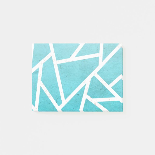 Notas Post-it® Patrón de mosaico azul-verde y blanco (Anverso)