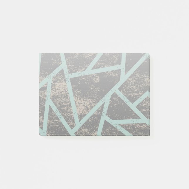 Notas Post-it® Patrón de mosaico verde pálido y gris (Anverso)