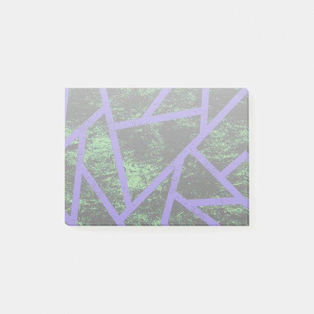 Notas Post-it® Patrón de mosaico violeta y verde (Anverso)