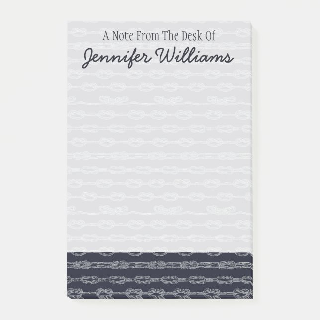 Notas Post-it® Patrón de nudos marinos| Agregar su nombre (Anverso)