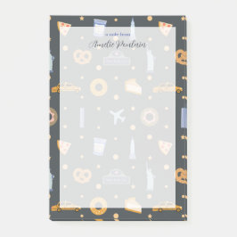 Notas Post-it® Patrón de NYC mate Nombre personalizado gris oscur