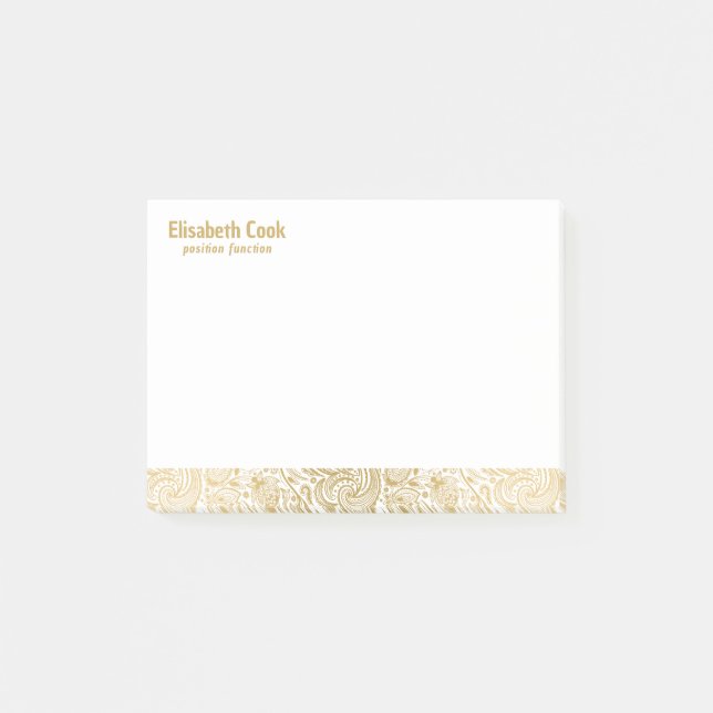 Notas Post-it® Patrón de paisajes dorados y blancos (Anverso)