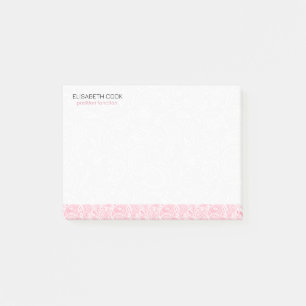 Notas Post-it® Patrón de paisley rosa y blanca