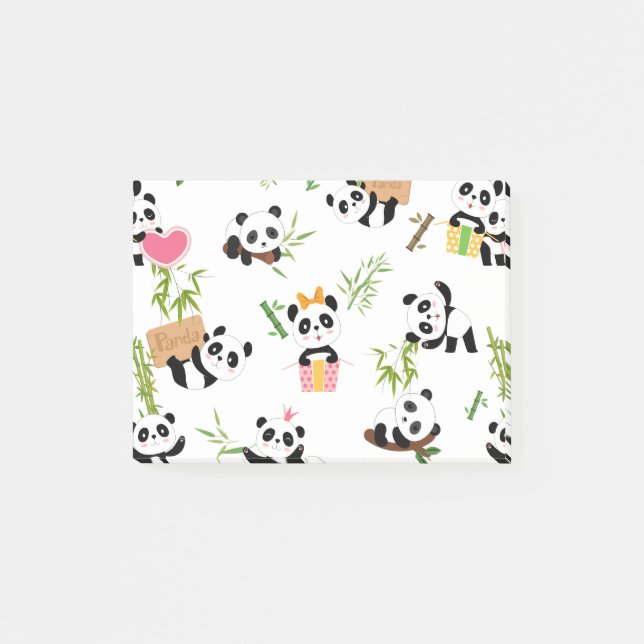 Notas Post-it® Patrón de Panda (Anverso)