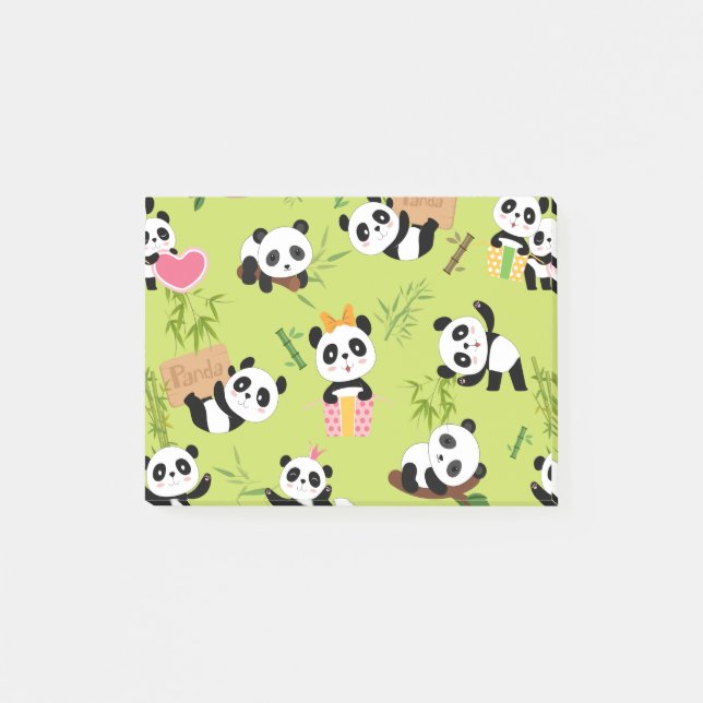 Notas Post-it® Patrón de Panda 3 (Anverso)