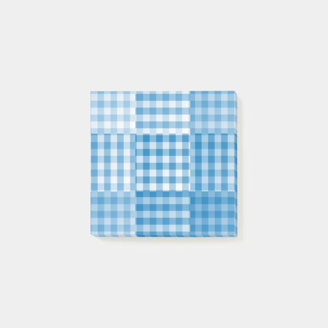 Notas Post-it® Patrón de patchwork azul (Anverso)