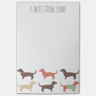 Notas Post-it® Patrón de perro Dachshund