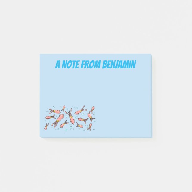 Notas Post-it® Patrón de personalizado de calamar rosa gracioso (Anverso)