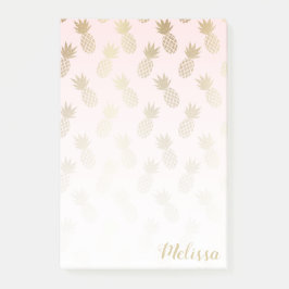 Notas Post-it® Patrón de piña dorada