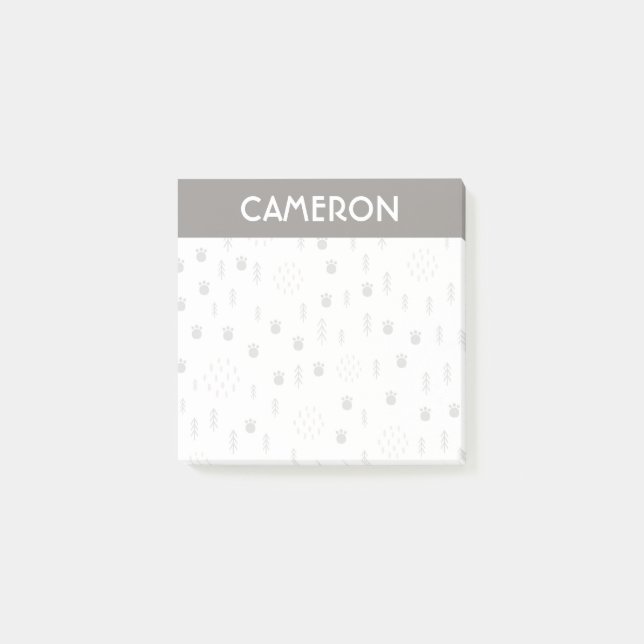 Notas Post-it® Patrón de pista de animales de Woodland (Anverso)