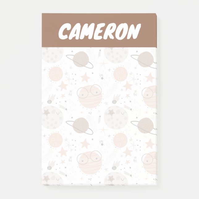 Notas Post-it® Patrón de planetas de Doodle Cuto (Anverso)