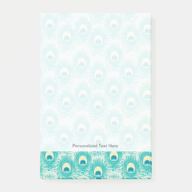 Notas Post-it® Patrón de plumas de pavo real (Anverso)