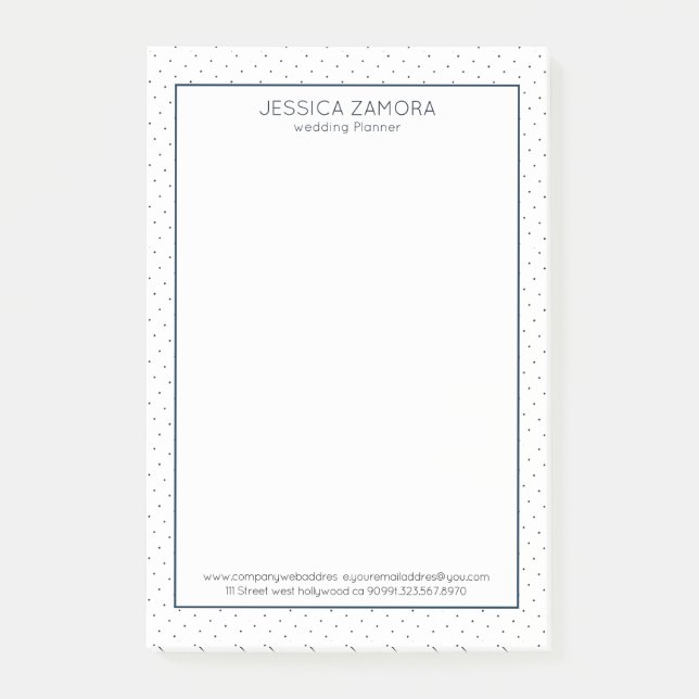 Notas Post-it® Patrón de puntos blanco y azul oscuro (Anverso)