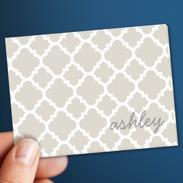 Notas Post-it® Patrón de quatrefoil lineal con nombre personaliza (Custom Post It Notepad)