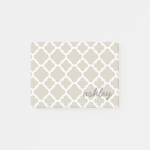 Notas Post-it® Patrón de quatrefoil lineal con nombre personaliza