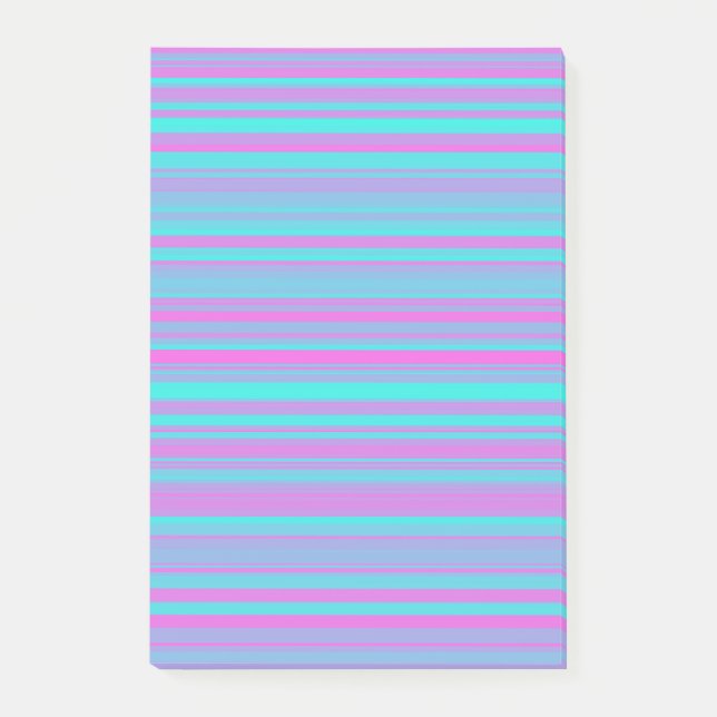 Notas Post-it® Patrón de rayas azules moradas rosadas (Anverso)