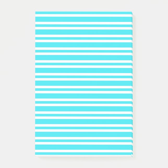 Notas Post-it® Patrón de rayas blancas y azules (Anverso)