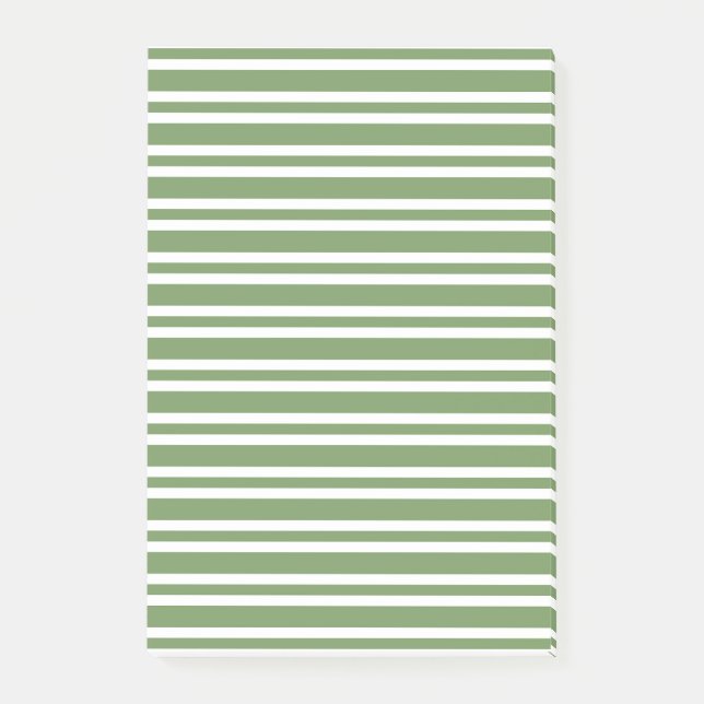 Notas Post-it® Patrón de rayas blancas y verdes (Anverso)