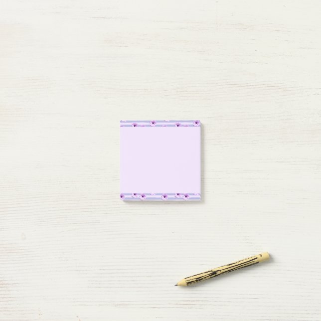 Notas Post-it® Patrón de rayas pastel con daisies (Escritorio)