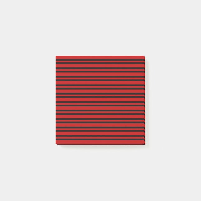 Notas Post-it® Patrón de rayas rojas y negras (Anverso)
