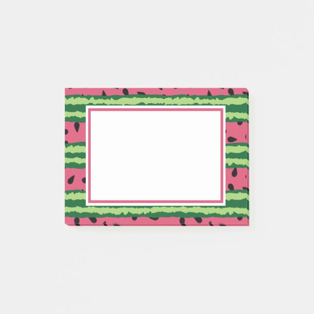 Notas Post-it® Patrón de sandía cúpula rosa y verde (Anverso)
