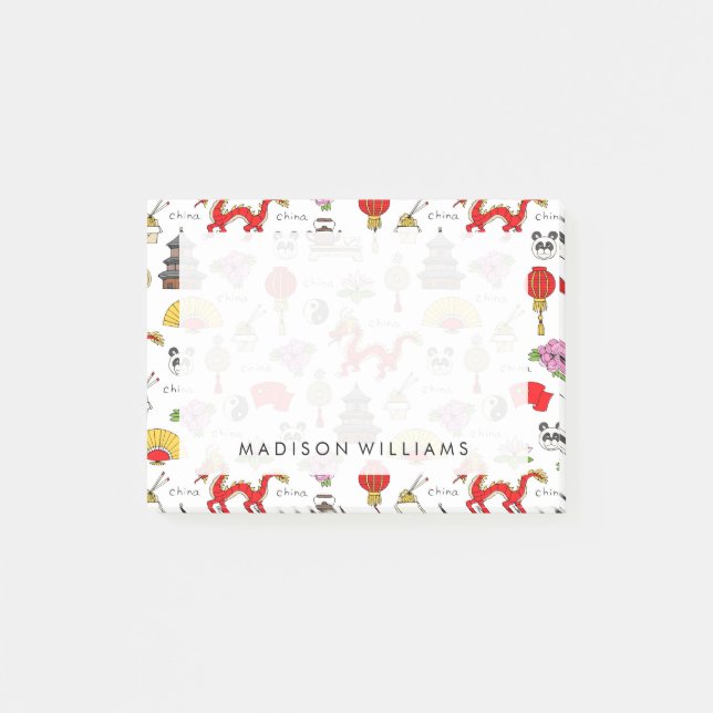 Notas Post-it® Patrón de símbolos de China (Anverso)