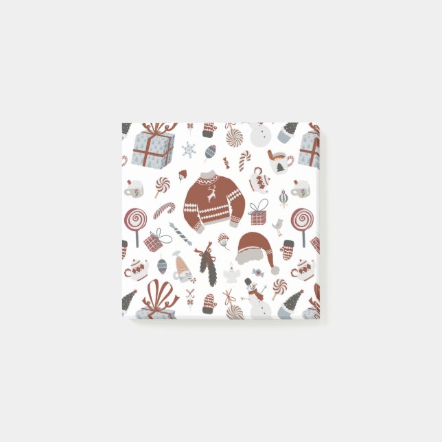 Notas Post-it® Patrón de suéter de Navidades retro (Anverso)