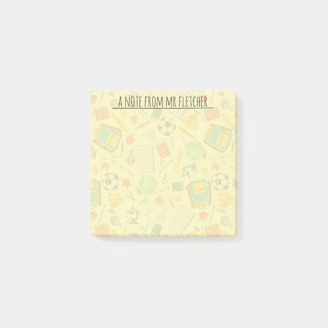 Notas Post-it® Patrón de suministro escolar personalizado (Anverso)