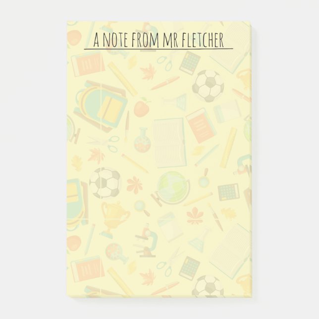 Notas Post-it® Patrón de suministro escolar personalizado (Anverso)