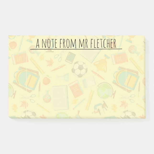Notas Post-it® Patrón de suministro escolar personalizado (Anverso)
