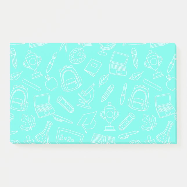 Notas Post-it® Patrón de suministros escolares de dibujo en línea (Anverso)