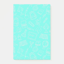 Notas Post-it® Patrón de suministros escolares de dibujo en línea