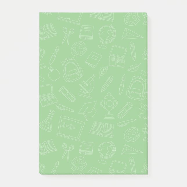 Notas Post-it® Patrón de suministros escolares dibujado a mano (Anverso)
