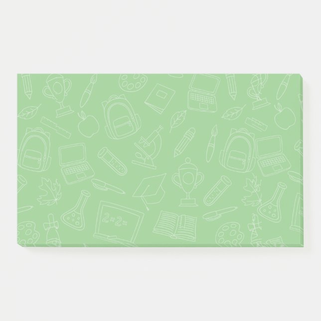 Notas Post-it® Patrón de suministros escolares dibujado a mano (Anverso)