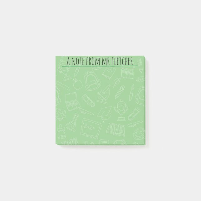 Notas Post-it® Patrón De Suministros Escolares Dibujados A Mano P (Anverso)