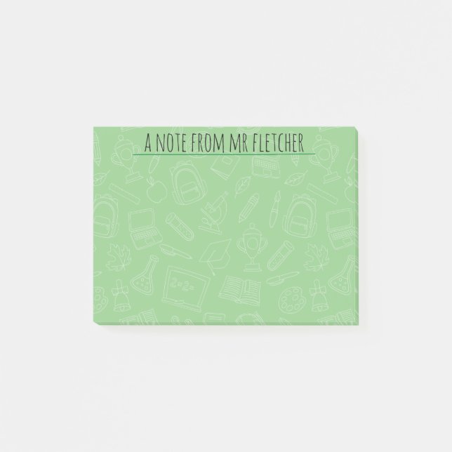 Notas Post-it® Patrón de suministros escolares personalizados dib (Anverso)