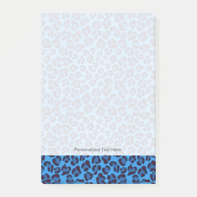 Notas Post-it® patrón de textura de leopardo azul (Anverso)