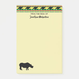Notas Post-it® Patrón de toga de safari rinoceronte personalizado
