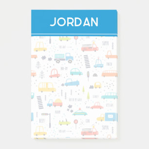 Notas Post-it® Patrón de tráfico de coches de colores reducidos