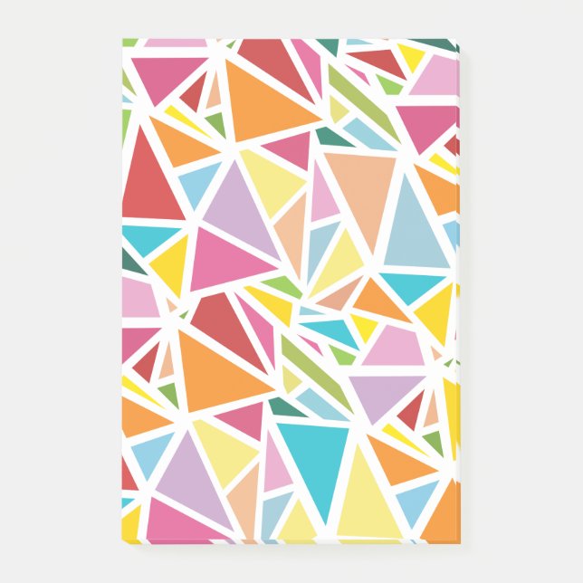 Notas Post-it® patrón de triángulos coloridos (Anverso)