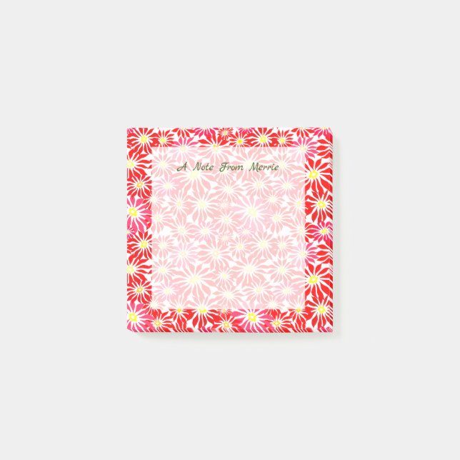 Notas Post-it® Patrón de vacaciones de Poinsettia floral roja y r (Anverso)