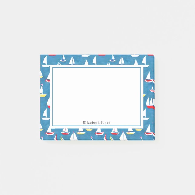 Notas Post-it® Patrón de veleros (Anverso)