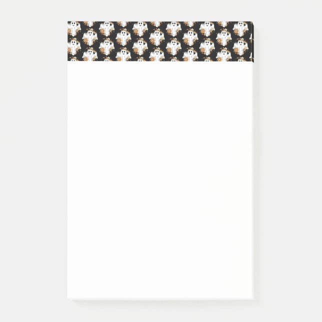 Notas Post-it® Patrón de vídeo hippie retro fantasma feliz (Anverso)