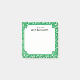 Notas Post-it® Patrón de vino japonés de Karakusa verde