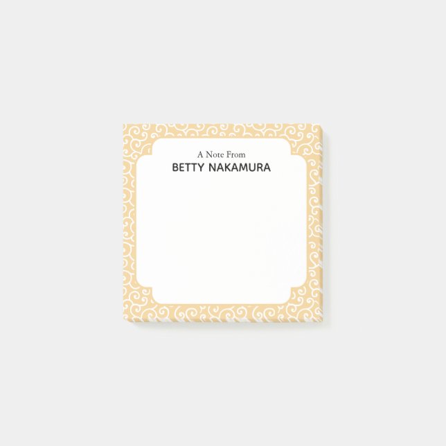 Notas Post-it® Patrón de vino japonés Karakusa amarillo (Anverso)